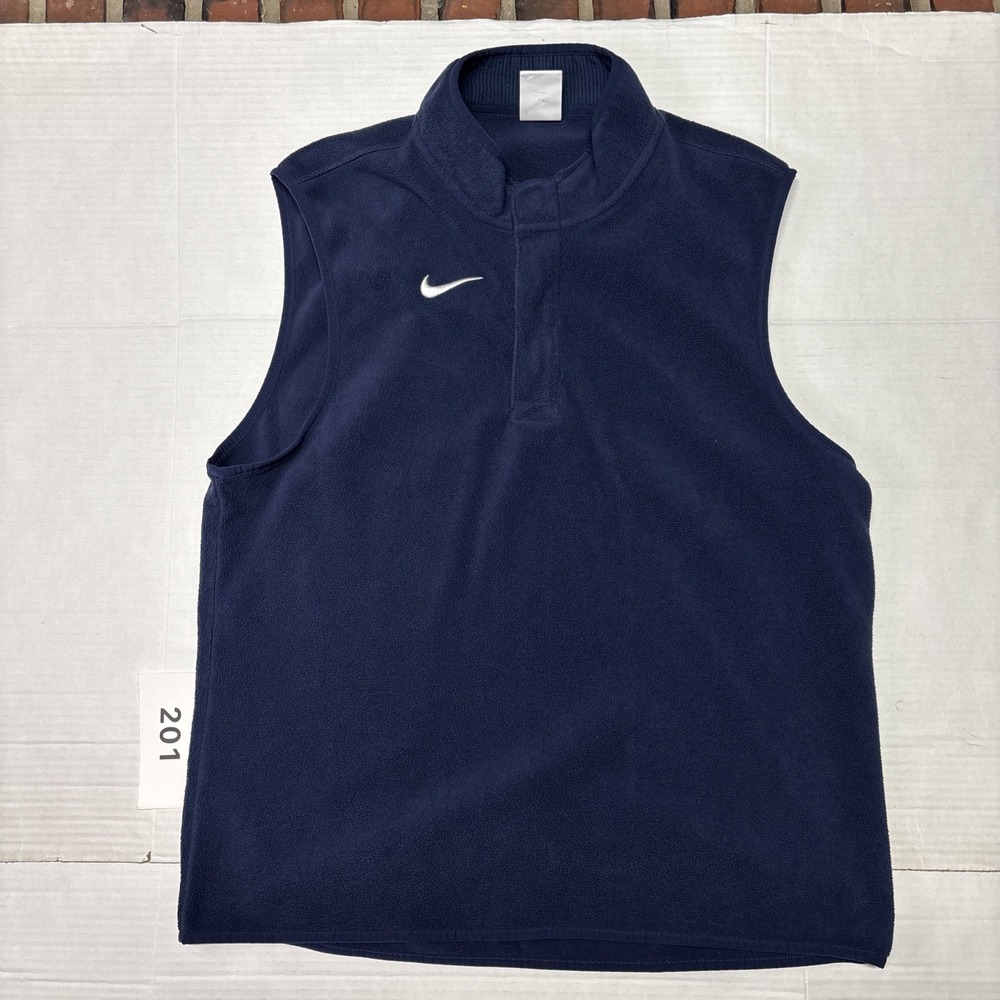 Nike Therma-FIT Fleece Vest Men's Medium Navy Blue Sleeveless 1/4 Zip